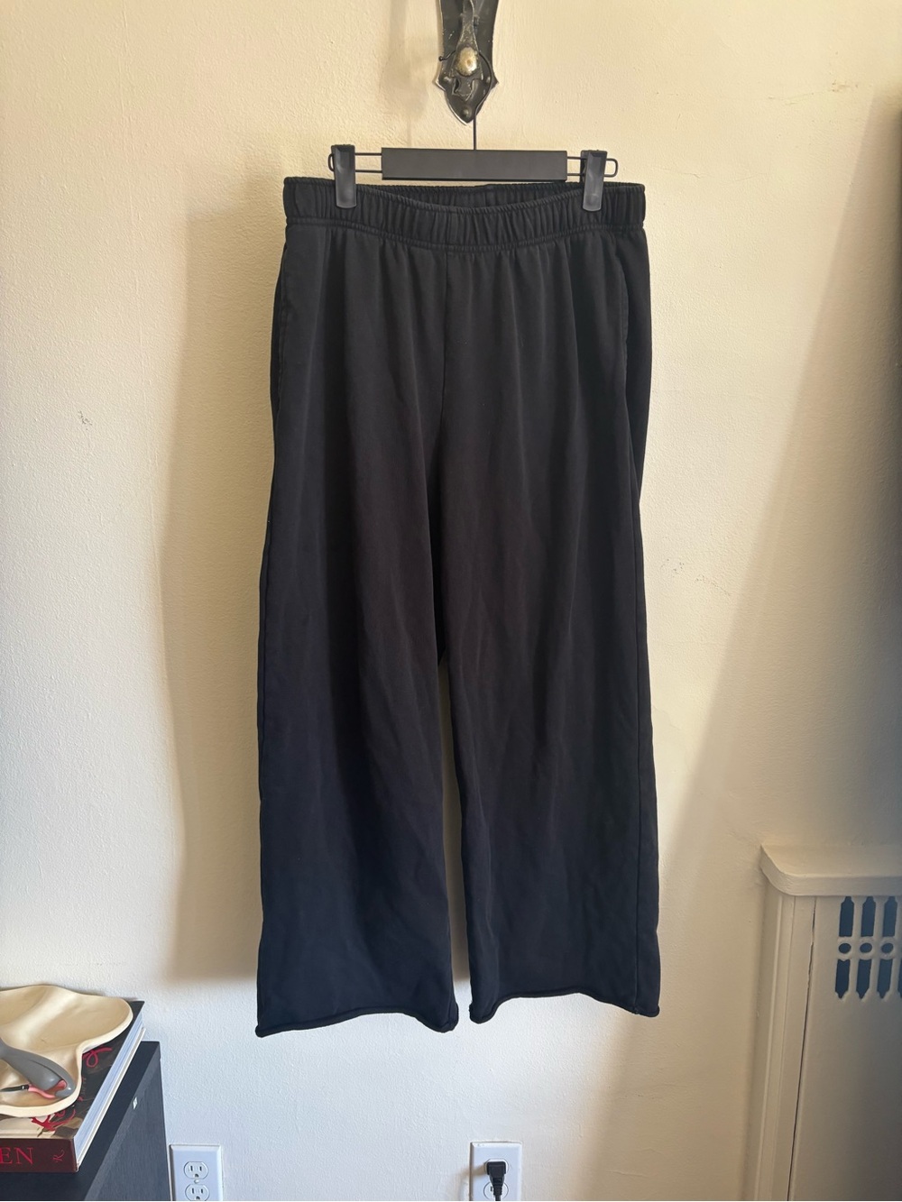 Wide leg terry sweat pants